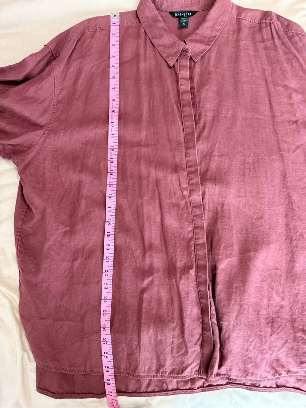 Athleta Dusty Rose Linen Long Sleeve Casual Neutral Button-Up Shirt Size 3X - Picture 8 of 8